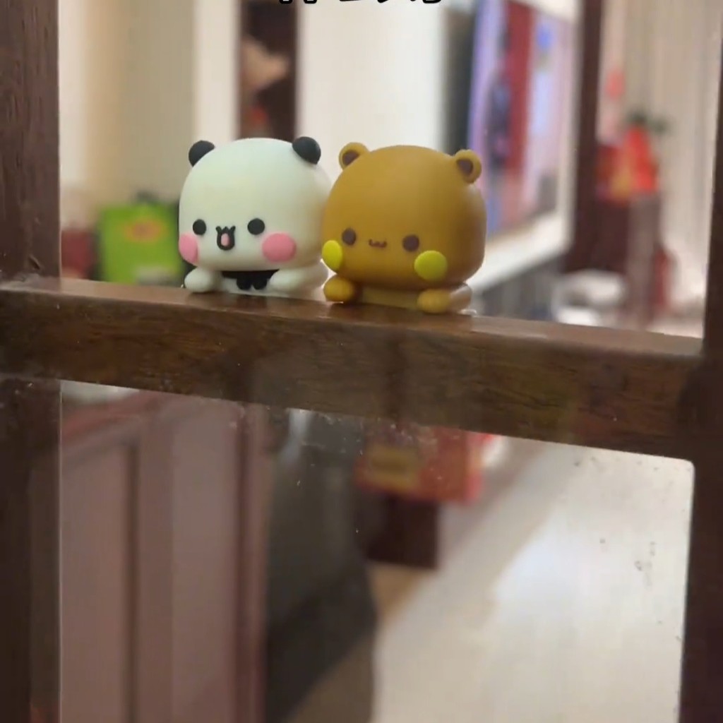 Bubu Dudu Anime Figuras Casa Carro Telefone Ornamento Bonito Panda Mini Brinquedo Dos Desenhos Animados Yier Urso Boneca