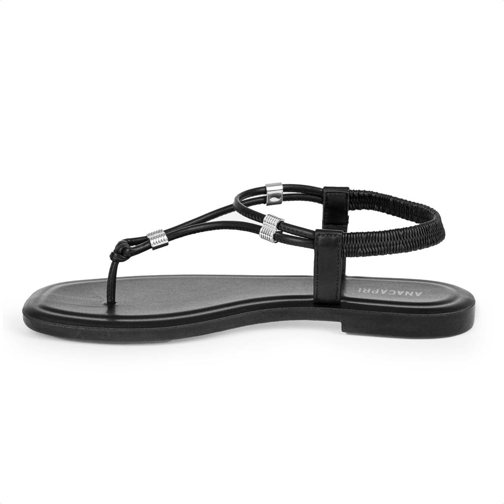 Detalhes do Sandália Rasteira Anacapri Slim Comfy Elástico Preto - Feminino