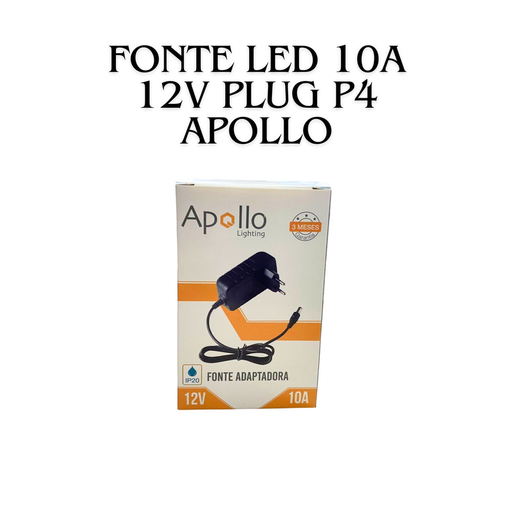 Fonte Led Plug P4 2a 3a 5a 10a 12v Macho Apollo em Oferta na Shopee