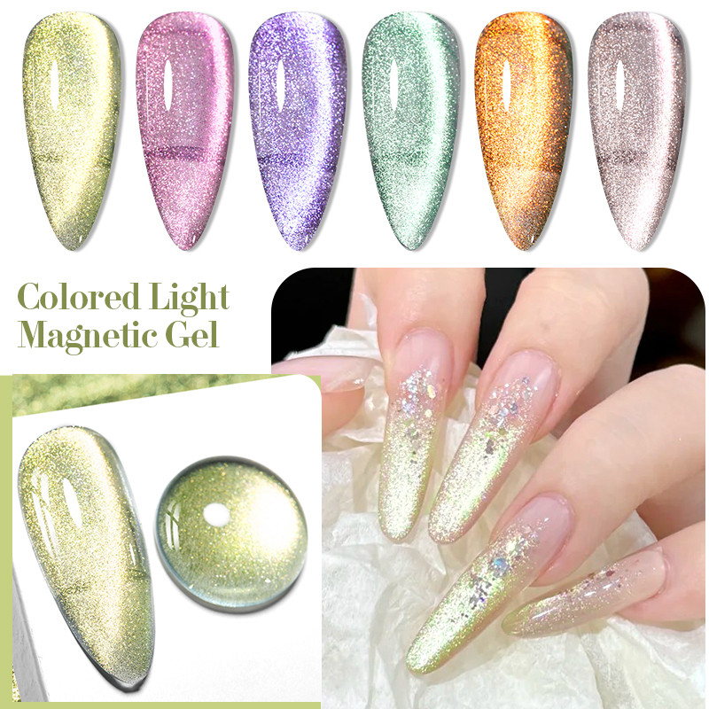 MEET ACROSS 7ml Luz Colorida Gel Magnético Esmalte Shimmer Vidro Olho De Gato Soak Off UV Varnis Semi Permanente Par