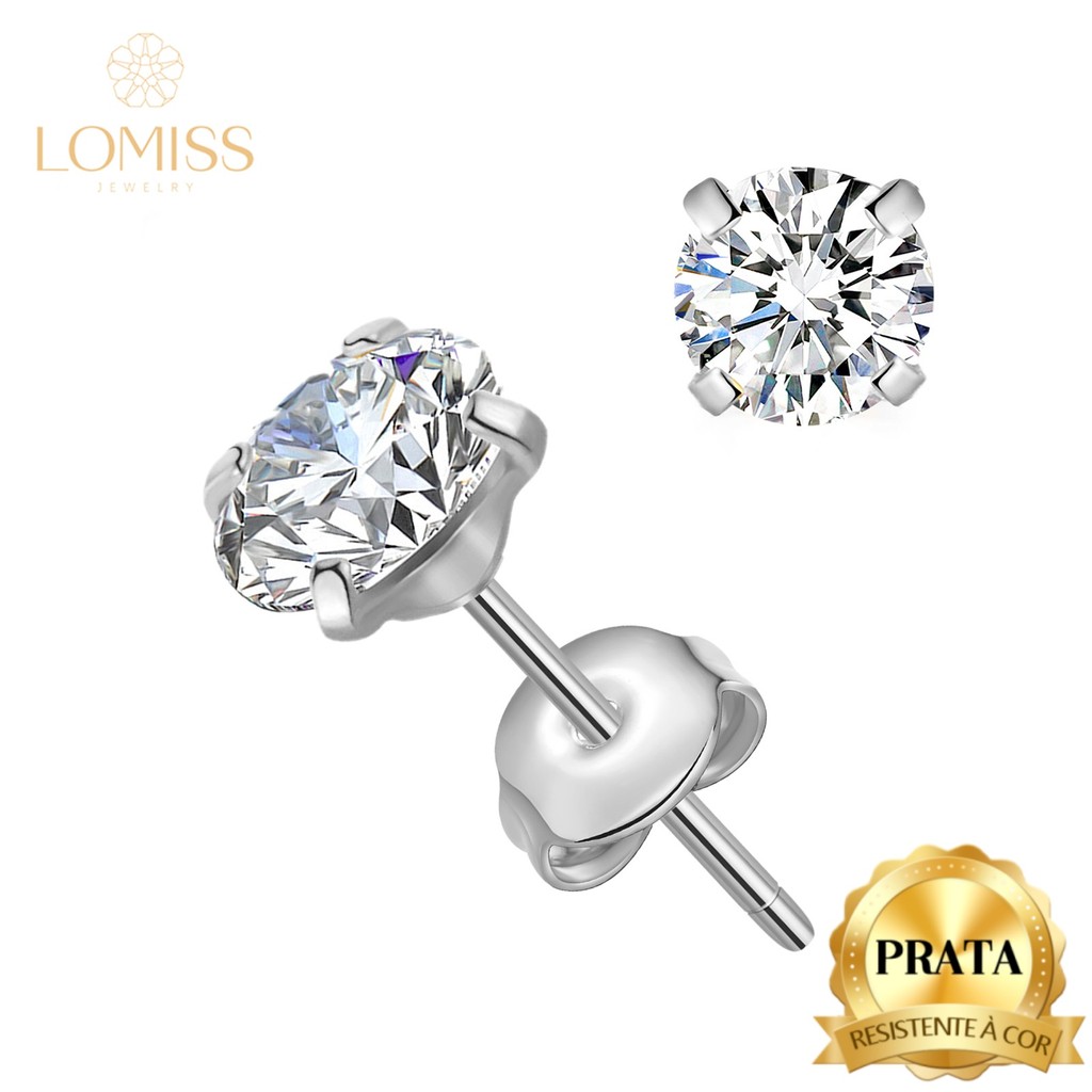 Brinco Prata 925 Zircônia Cravejada Redonda Brincos Femenino em Oferta na Shopee