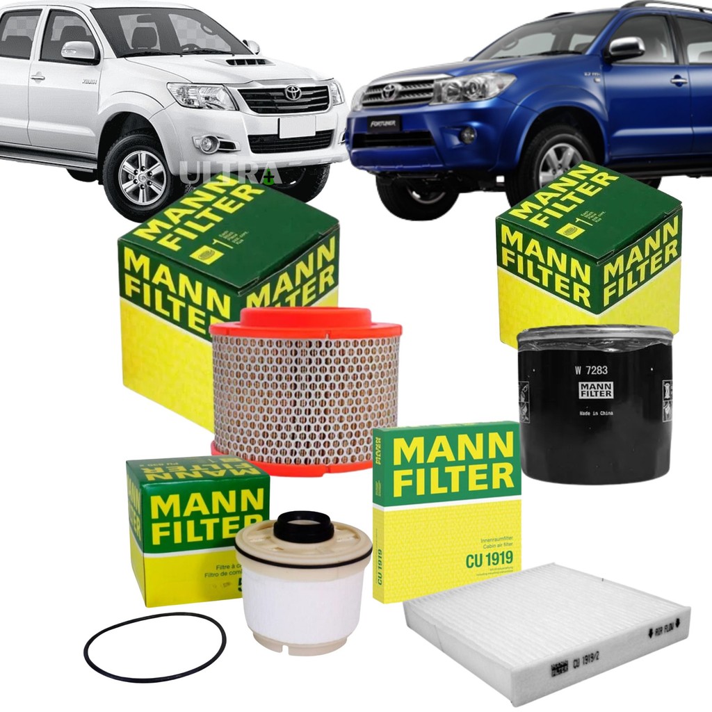 Kit 4 Filtros Revisão Hilux / SW4 2.5 3.0 2005 a 2011 - Mann Filter (Lubrificante / Ar / Cabine / Diesel) em Oferta na Shopee