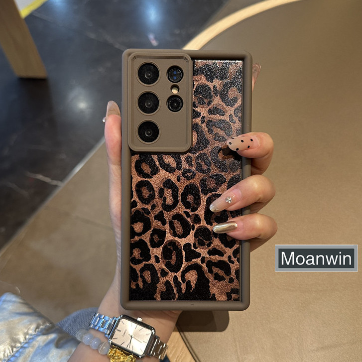 Luxo Fosco Leopardo Impressão Caso De Telefone Para Samsung S25 S24 S23 S22 S21 Ultra Plus FE A14 A15 A25 A35 A55 A05S R