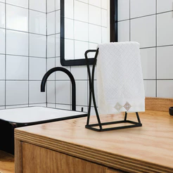 Porta Toalha Aço Inox De Rosto Lavabo Pia Preto