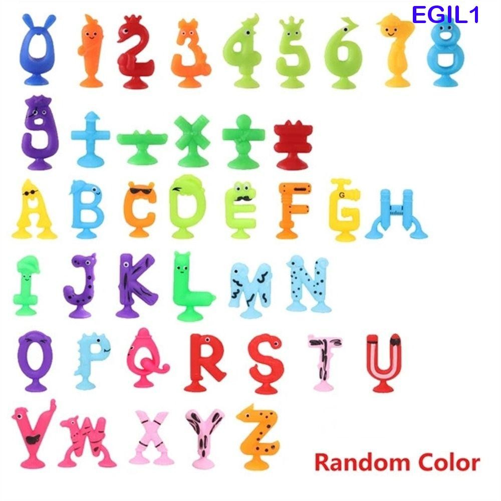 EGIL1 Brinquedos De Ventosa , Números De Silicone Macio Letras Otário , Blocos De Construção De Sucção Educacionais