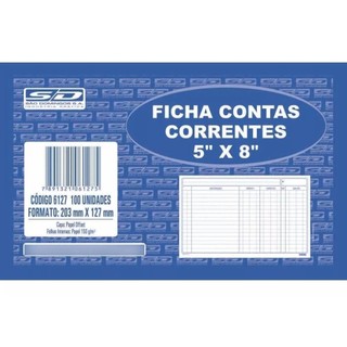 FICHA CONTA CORRENTE 5X8 12,7X20,3CM PCT/100 SAO DOMINGOS