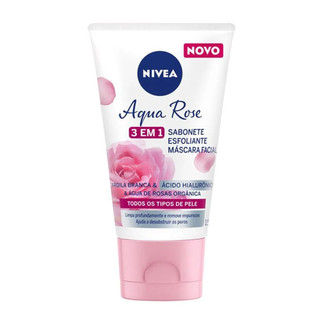 Sabonete, Esfoliante e Máscara Facial Nivea Aqua Rose 3 em 1 150ml em Oferta na Shopee