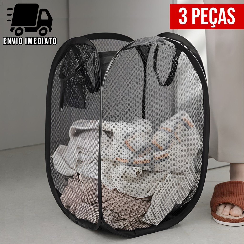 Kit 3 Cesto Flexível Multiuso de Roupa Suja Brinquedos Cesto de Roupa Dobrável Caixa Organizadora
