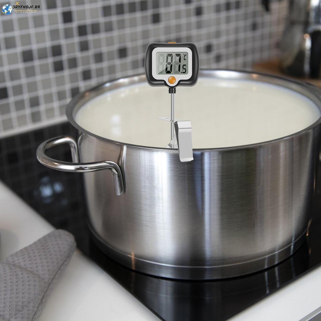 Termômetro Digital Para Doces Preciso Alimentos Prático Cozinhar Com Clipe Panela E Display LCD Giratório De 180 Graus S