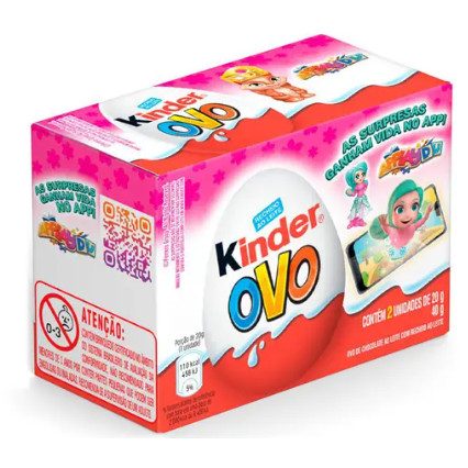 Chocolate ao leite com recheio ao leite 2 unidades de 20g - Kinder Ovo menina