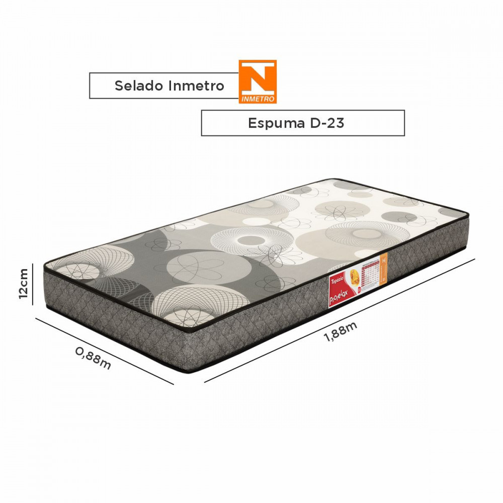 Colchão Solteiro De Espuma D23 Topázio 88x188x12cm Cinza Prorelax — imagem 2 de 2