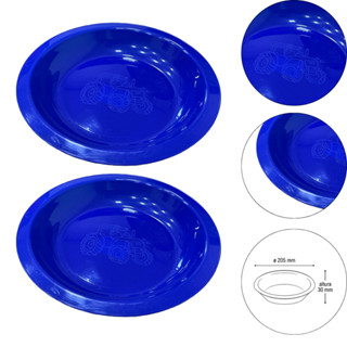 Kit 2 Prato Infantil de Plástico Com Desenho de Trator Azul em Oferta na Shopee