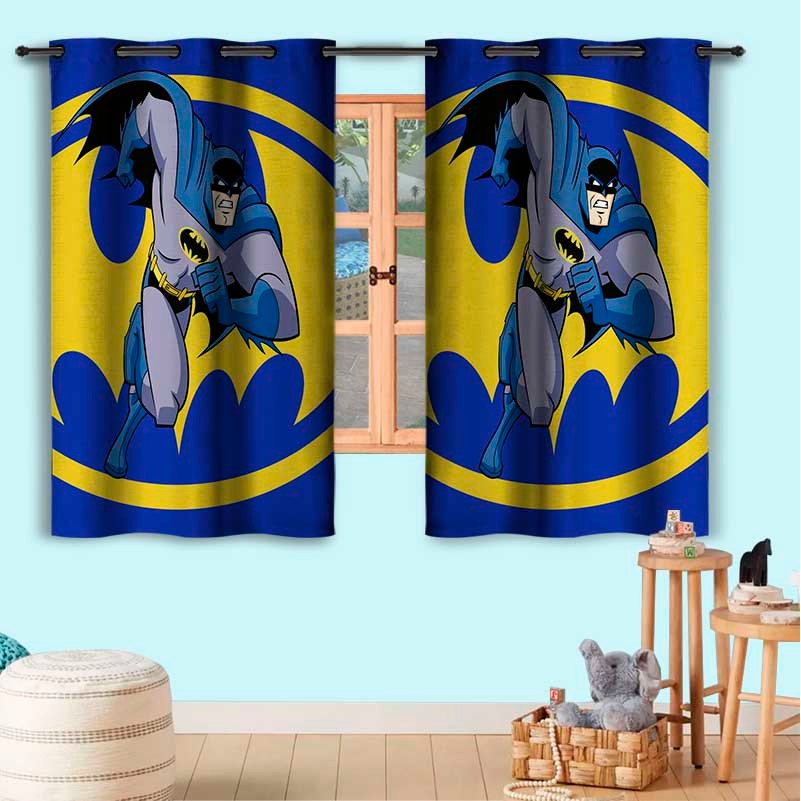 Cobre Leito e Cortina para Quarto Infantil, Tema Morcego Herói Noturno, Inteligente, Kit ou Avulso