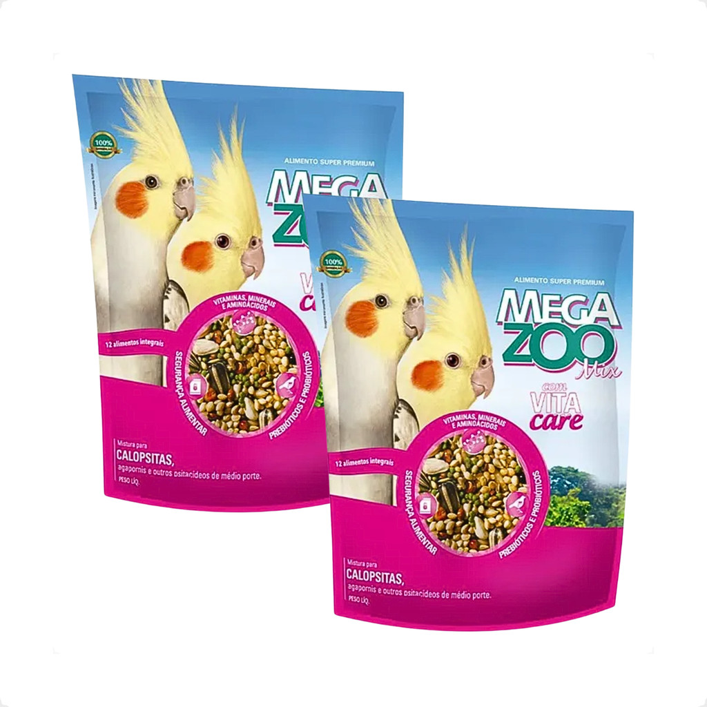 Kit 2 Ração Megazoo Super Premium Mix Calopsita - 300g