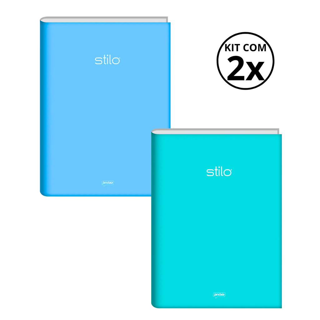 Kit Com 2 Cadernos Brochura 80 Fls Pautado Capa Dura - Stilo COR:VERDE E AZUL