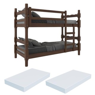 Beliche Madeira Maciça - vira 2 Camas - com Colchões Inclusos Porto Multimóveis CR4159 Imbuia em Oferta na Shopee