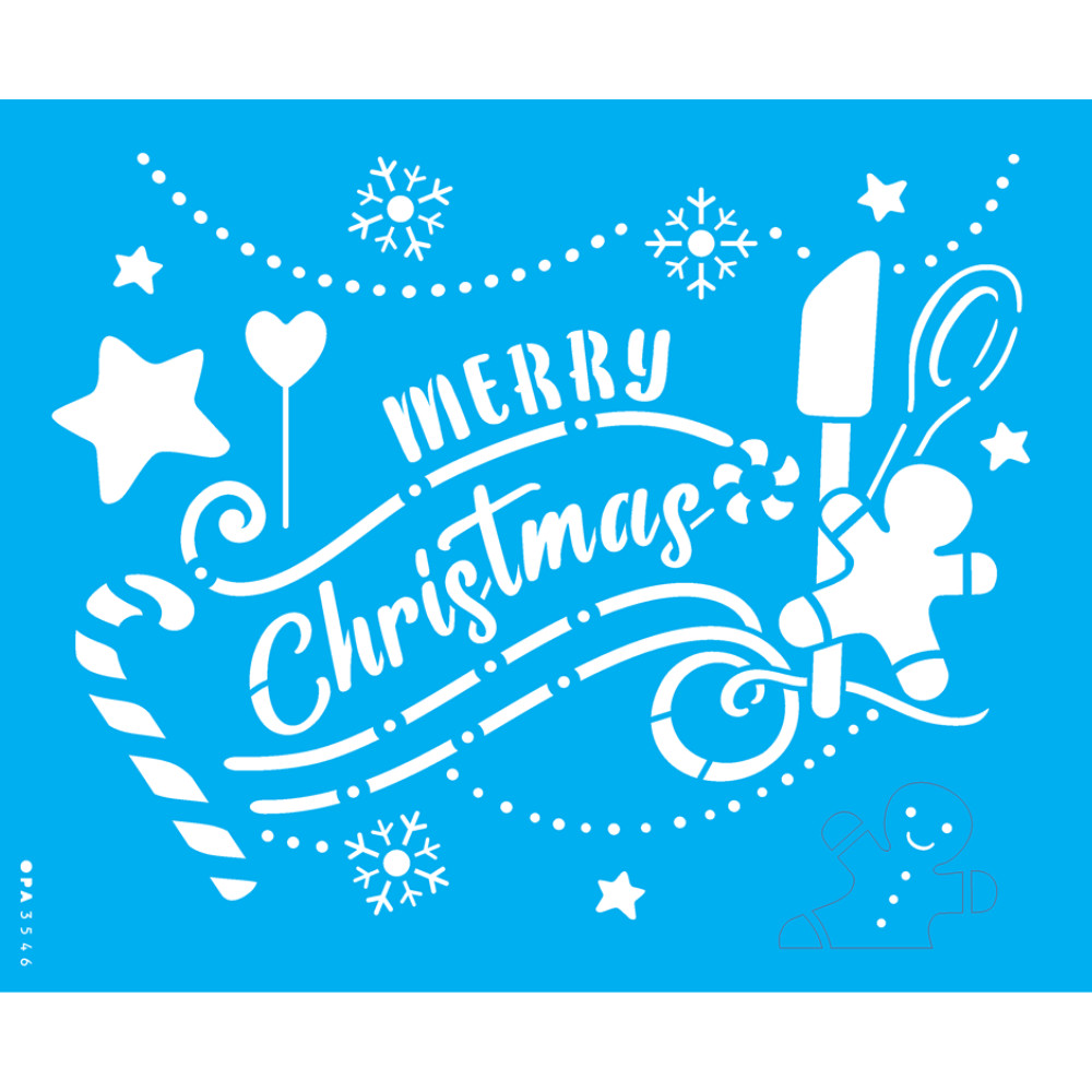 Stencil OPA 20x25 3546 Natal Frase Merry Christmas Bakery