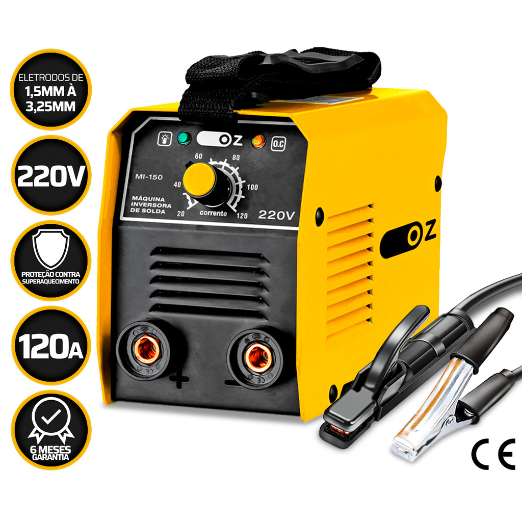 Máquina De Solda Inversora 120a Mini Tig Mma Eletrodo Completa Oz
