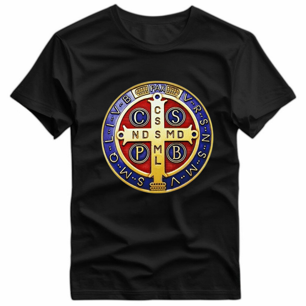 Camiseta Masculina Feminina Medalha Camisa de São Bento Religiosa Algodão Unissex em Oferta na Shopee