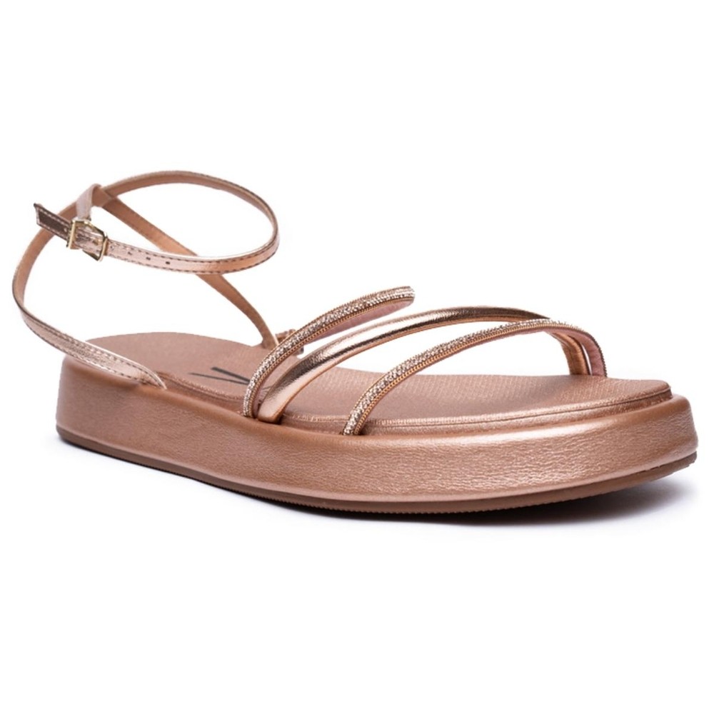 Sandália Vizzano Flatform Anabela Plana Feminina - Dourado em Oferta na Shopee