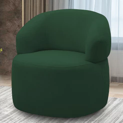 Poltrona Giratória Sala de Estar Living Orgânico Carmen F04 Veludo Verde - Lyam Decor
