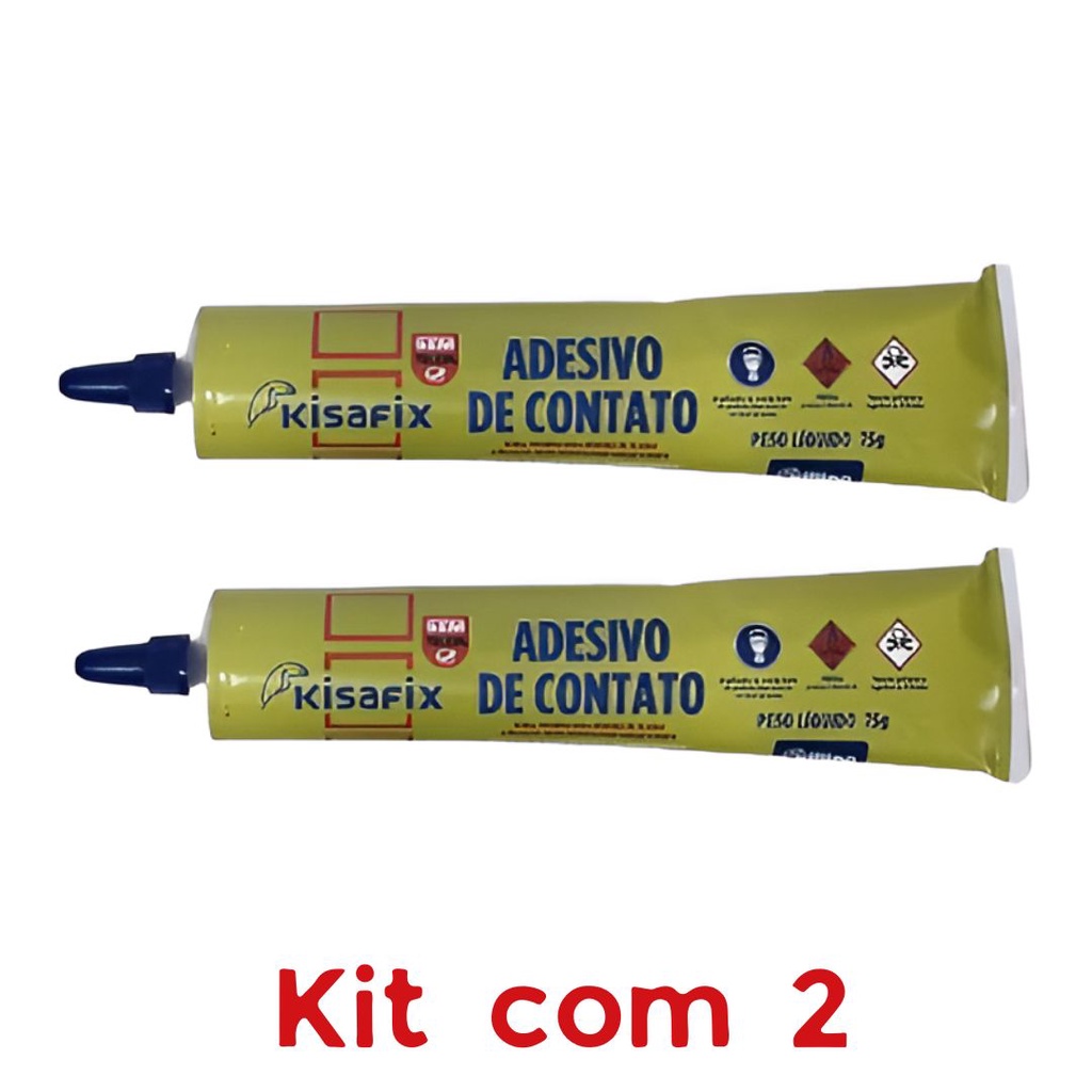 Kit 2 Adesivos Contato Sapateiro Couro Espuma Carpete Pisos Kisafix Bisnaga 75gr