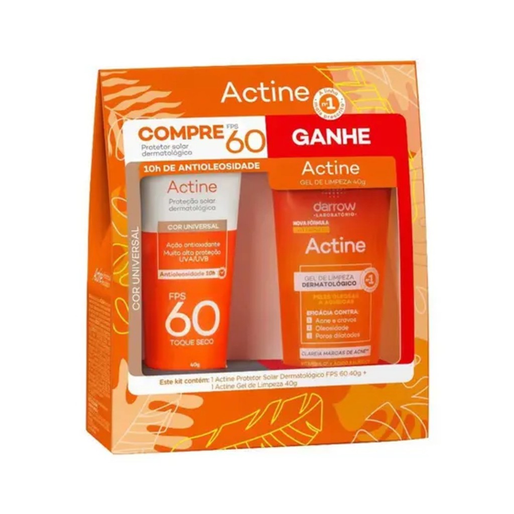 Kit Protetor Solar Actine Darrow FPS60 40g + Gel Limpeza 40g
