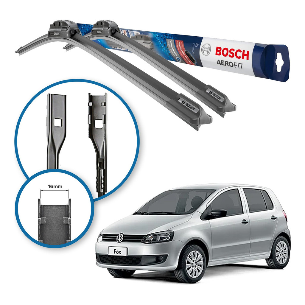 Par de Palhetas Limpador Parabrisa Aerofit Original Bosch Volkswagen Fox 2012 a 2018 em Oferta na Shopee