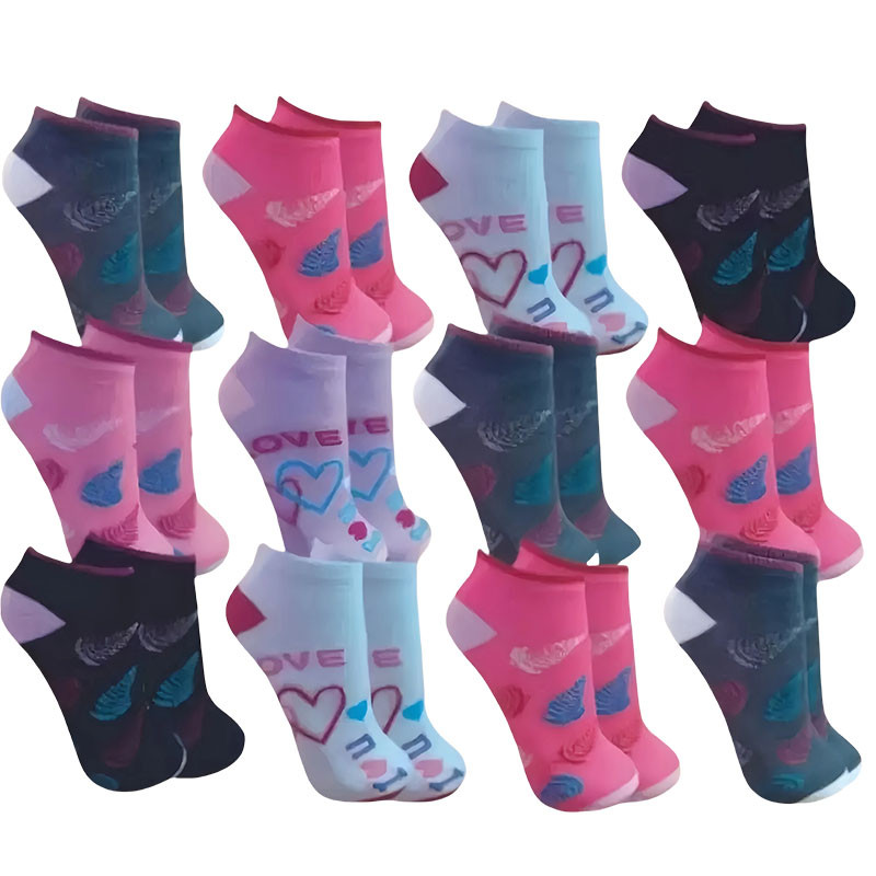 Z&D Lingerie Kit 12-24 Pares de Meias Soquete Adulto Feminina Estampada Cores Delicadas 35-40 em Oferta na Shopee