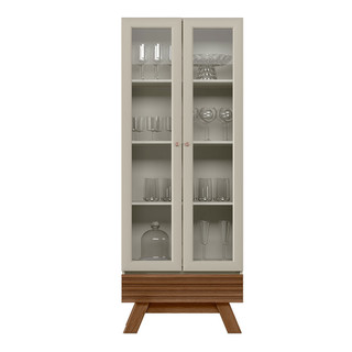 Cristaleira 2 Portas e 1 Gaveta Retrô Marsala Linea Brasil em Oferta na Shopee