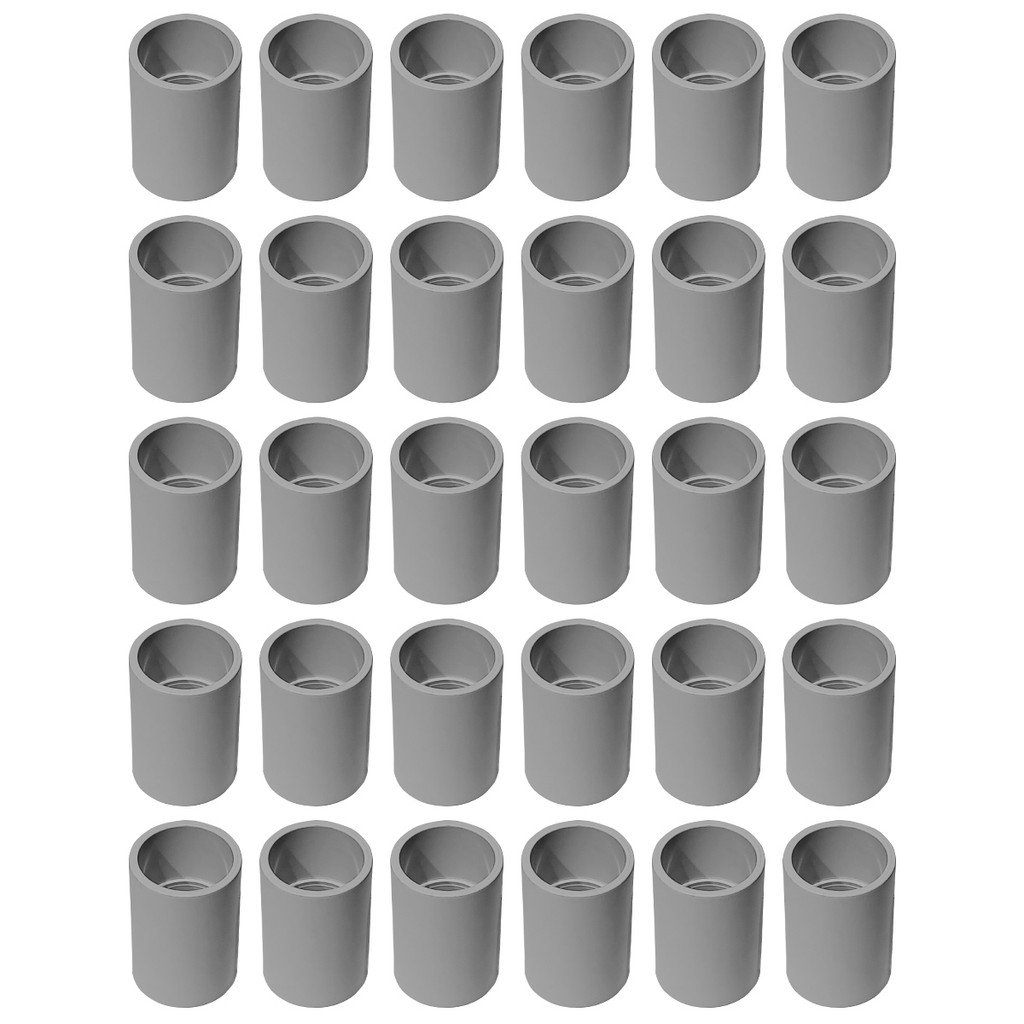 Kit 30 Pcs  Luva Pvc 1/2 Polegada Emenda P/Tubo Condulete Eletroduto de Sobrepor Soldável