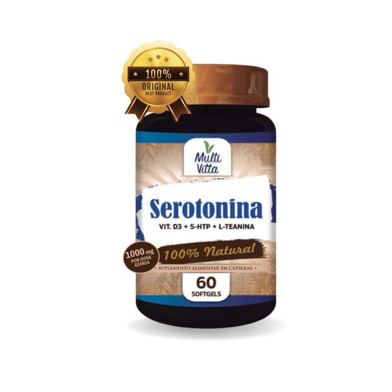 Serotonina Vit. D3 + 5HTP + L-Teanina 1000mg 60 Softgels | Multivitta em Oferta na Shopee