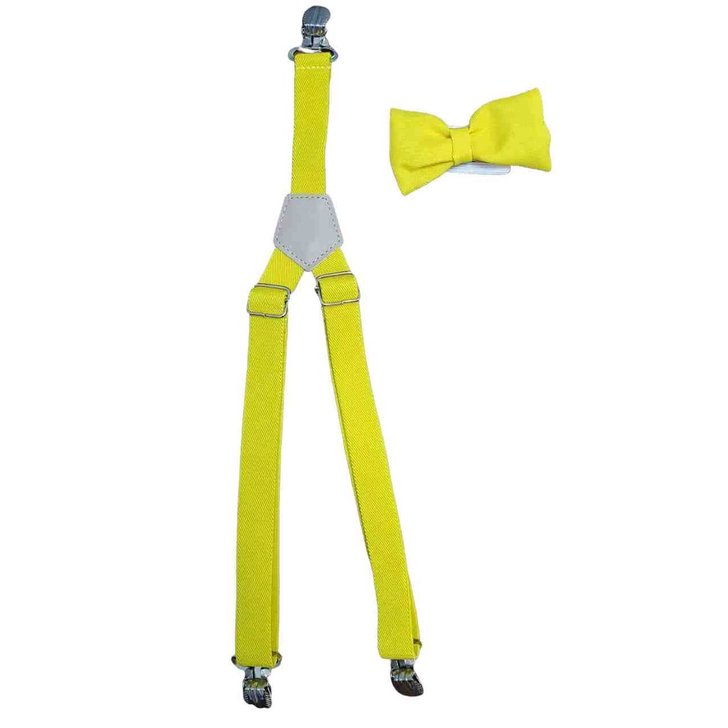 Suspensório e Gravata Borboleta Amarelo Infantil Social Formatura Pajem Casamento