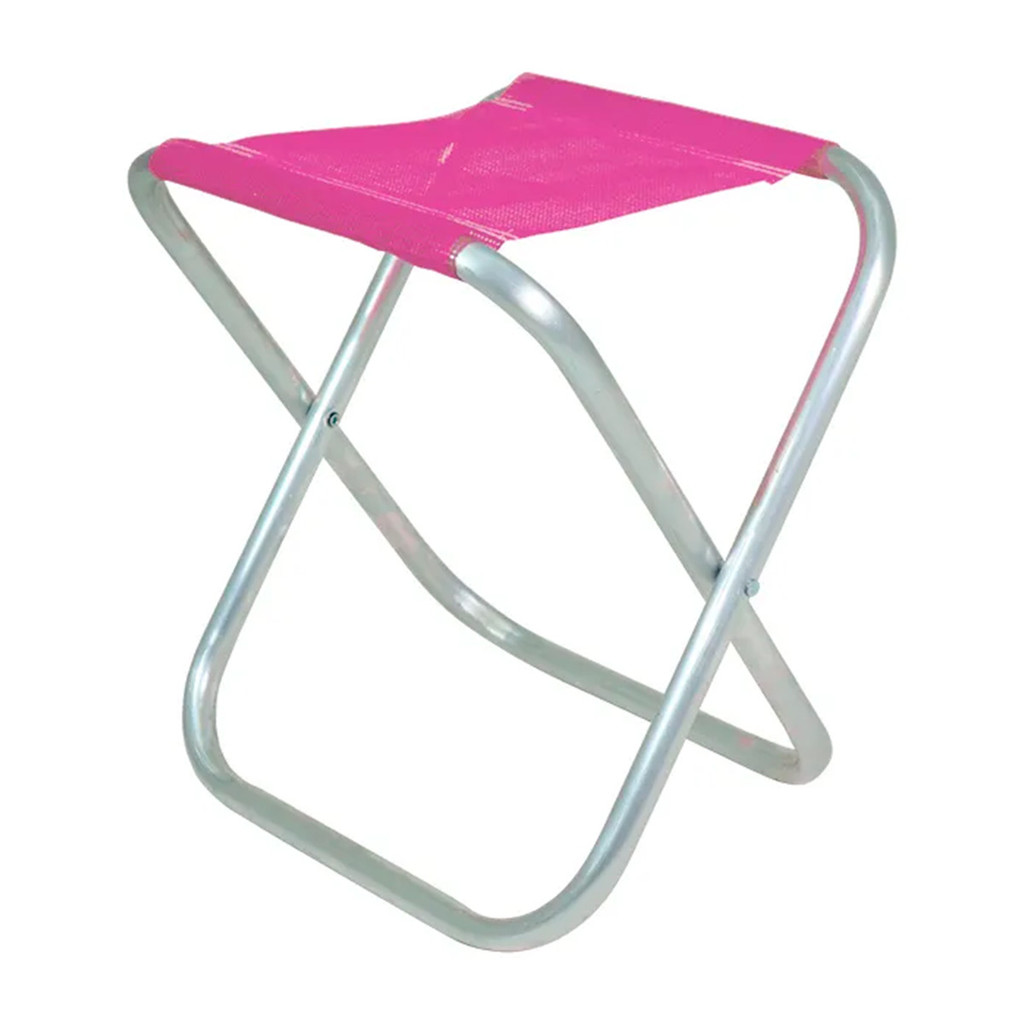 Banqueta Dobrável Banquinho Alumínio Suporta 90kg Rosa Camping Praia Pesca - BEL - Home & Living