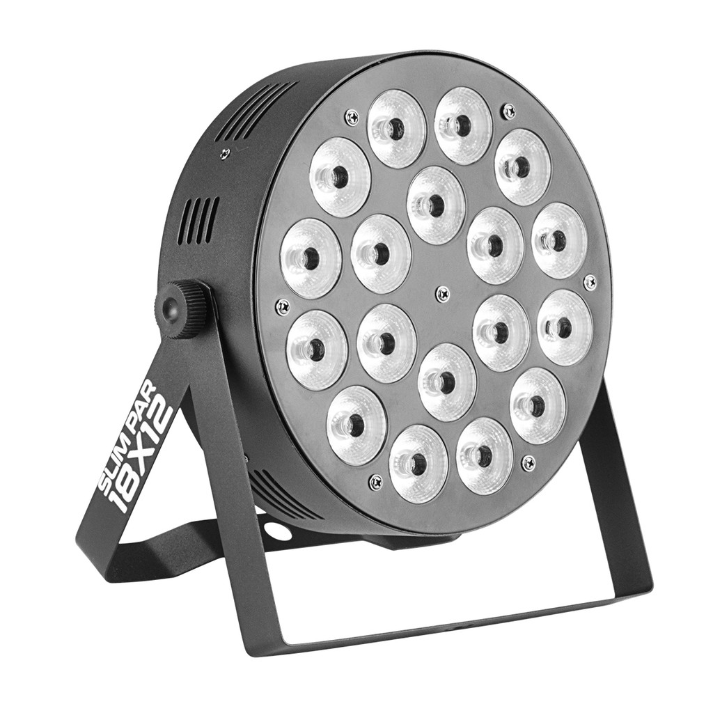 Canhão Refletor LED PAR 64 Slim Par 18 Leds 12W RGBW Com DMX 8 Canais + Nota Fiscal