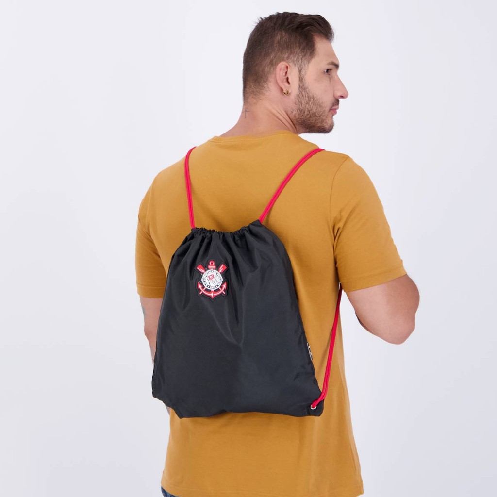 Mochila Saco Corinthians Esportiva Preta e Vermelha em Oferta na Shopee