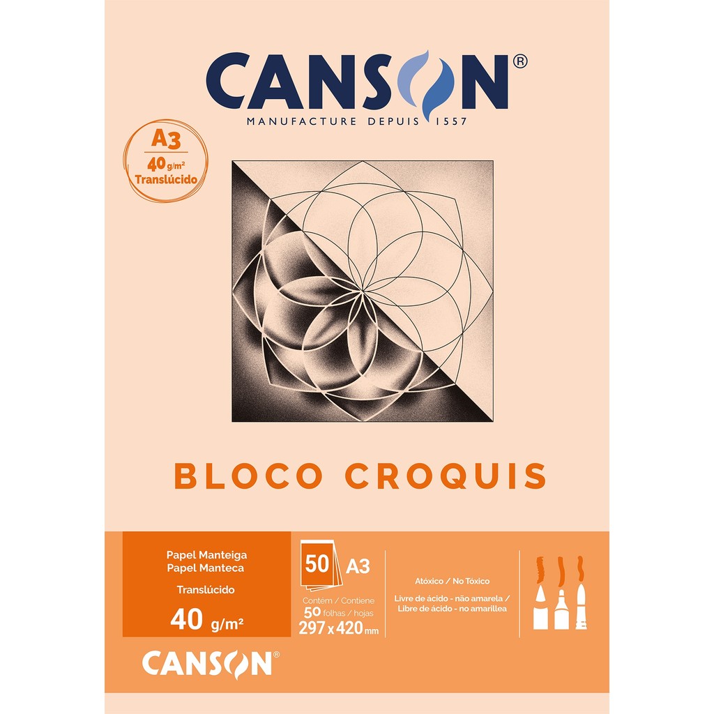 Papel Manteiga A3 Croquis 50fls  Canson