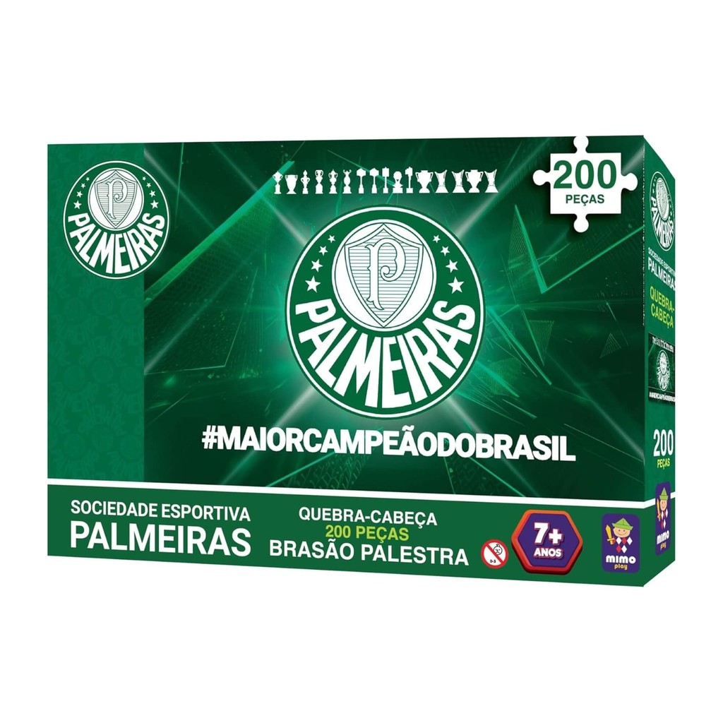 Quebra-Cabeça Puzzle Coleção Palmeiras Brasão Verdão 200 Peças Mimo Toys - 2559