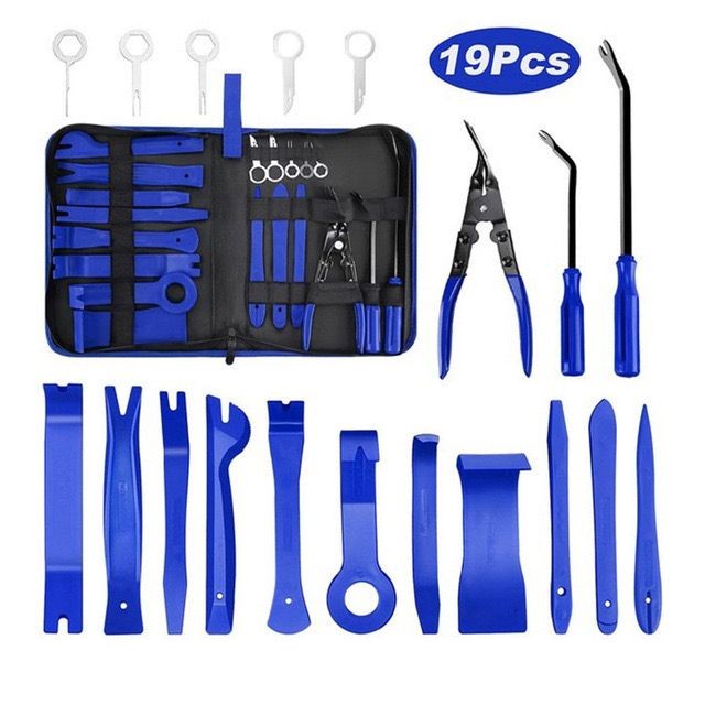 Kit Espátula Nylon Alicate Saca Grampos Presilha Painel Forro Porta Carro Automotivo 19 Pcs