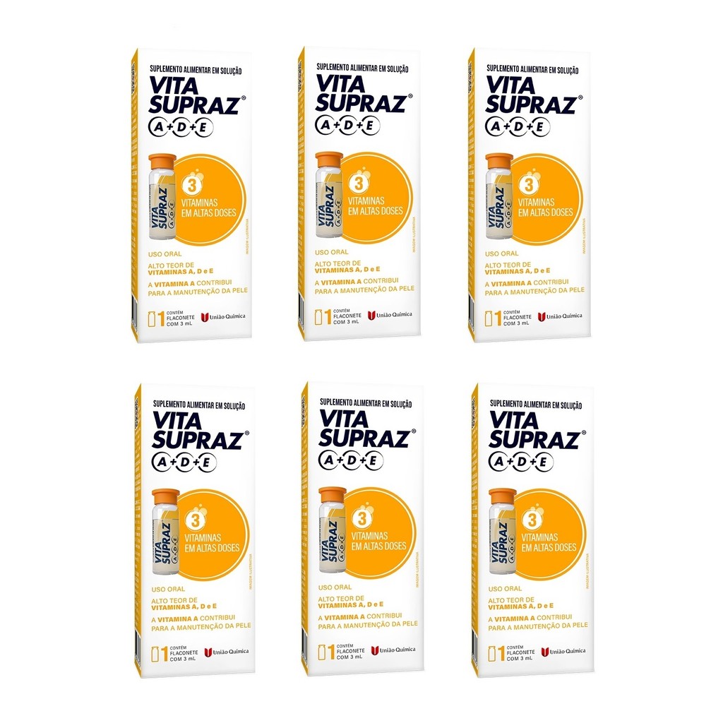 Kit 6 Suplemento Vita Supraz A+D+E Flaconete 3ml