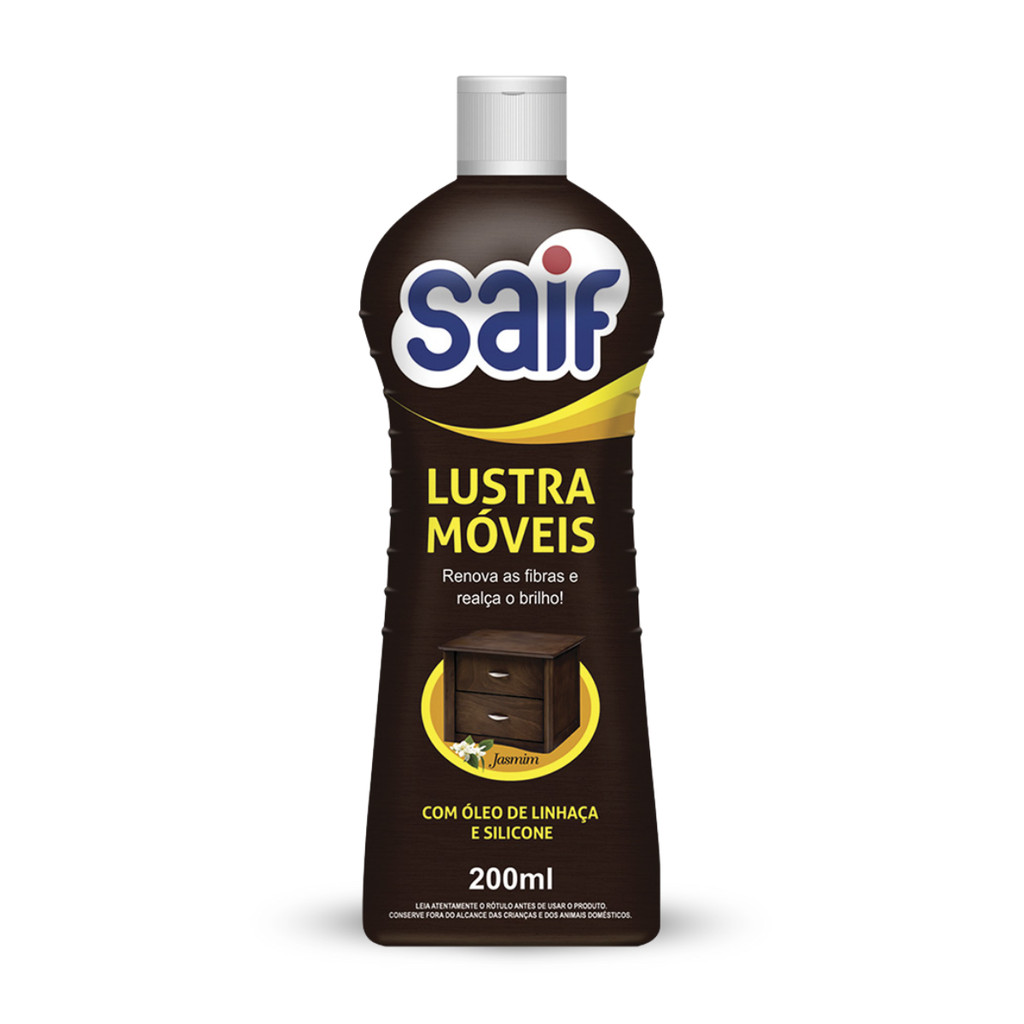 Lustra Móveis Jasmim Saif 200Ml, Lustra Móveis Com Óleo De Linhaça E Silicone, Marrom, Renova As Fibras E Realça O Brilh