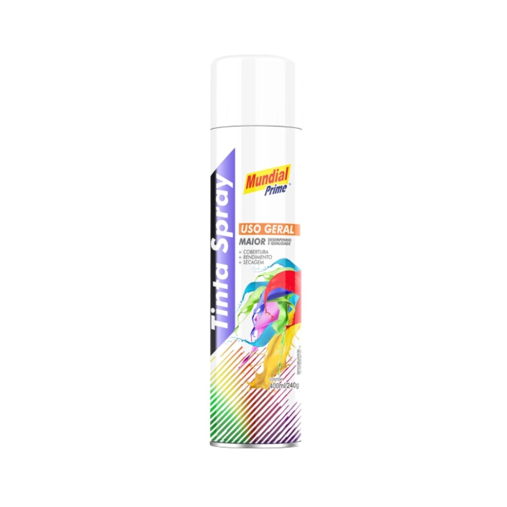 Detalhes do Tinta Spray Branco Semi Brilho Uso Geral Mundial Prime 400ml