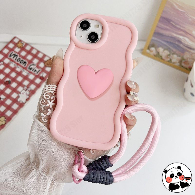 Capa De Telefone Com Alça Ondulada 3D Para Samsung Galaxy M35 S25 S24 S23 Plus S
