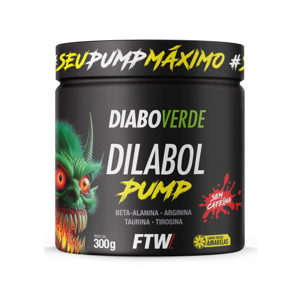 Dilabol Pump Pré Treino Pote 300g Sabor Frutas Amarelas Diabo Verde - FTW - Health