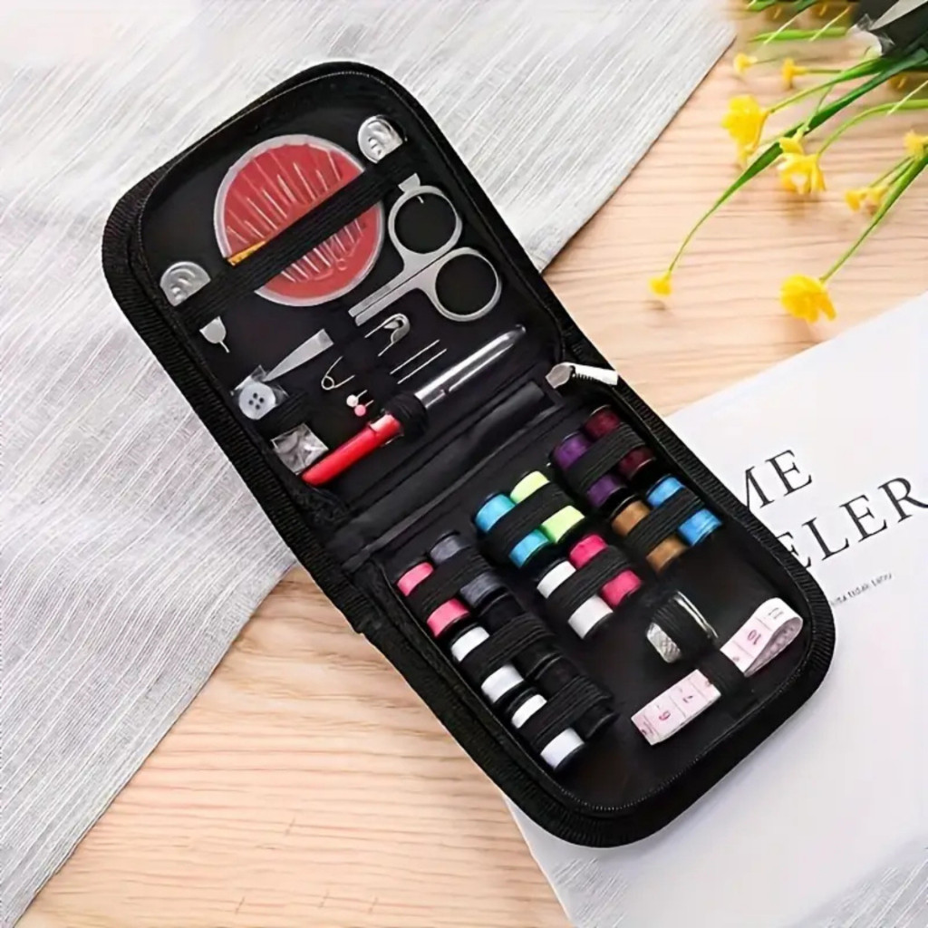 Kit de Costura Portátil com Estojo – Agulhas, Linhas e Tesoura para Casa, Viagem e Emergências em Oferta na Shopee