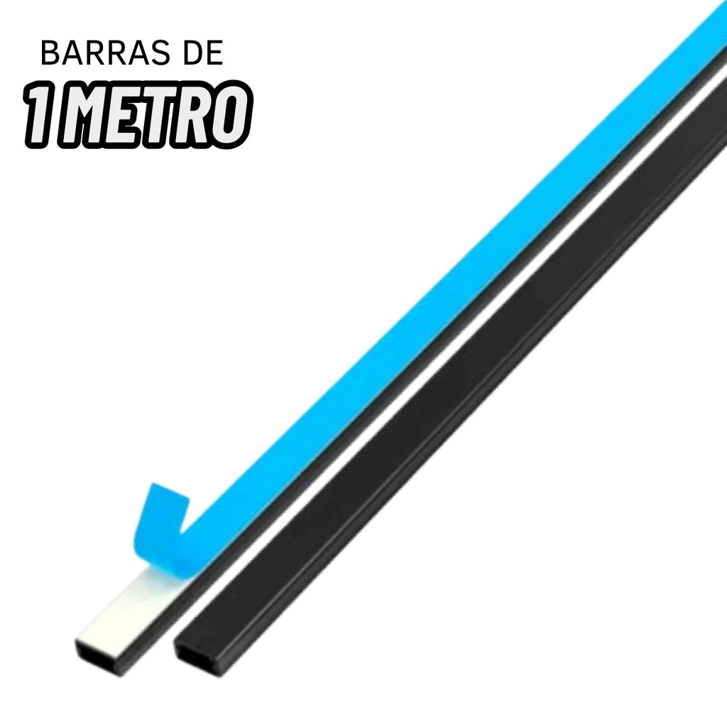 Canaleta 20x10mm C/ Fita Adesiva Preta Inova Pro Fácil Alumbra Barra 1 Metro