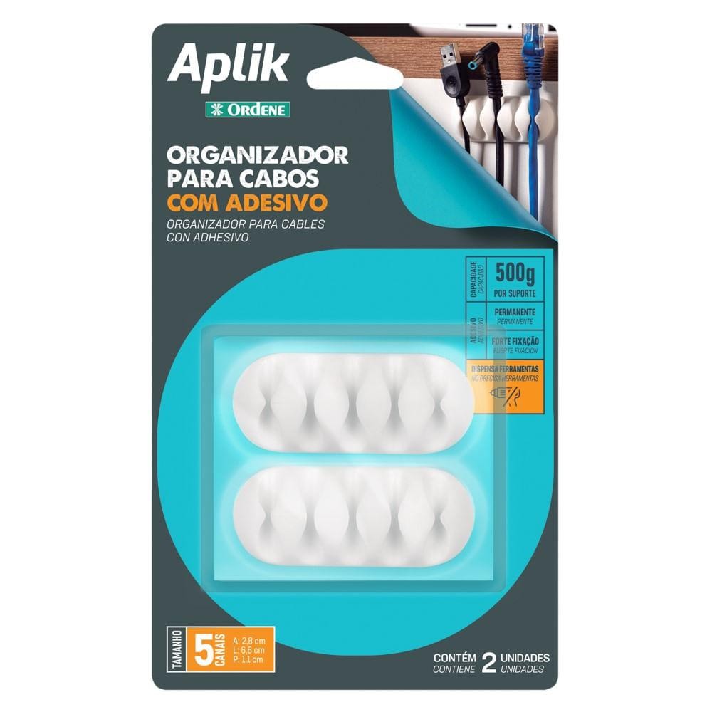 Organizador para Cabos 5 Canais 2 Peças Branco Ordene - Home & Living