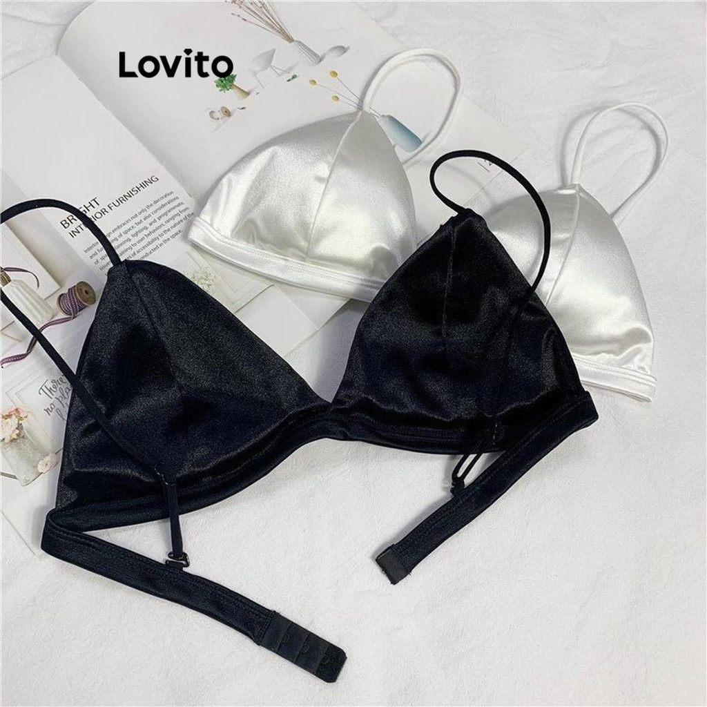 Lovito Bralette feminino casual liso sem costas LNL51052 - Women Clothes