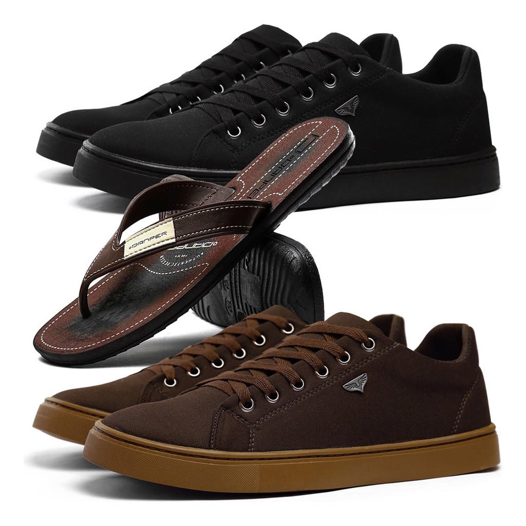 Sapatenis Kit Tenis Masculino Casual Chinelo Adultos Barato