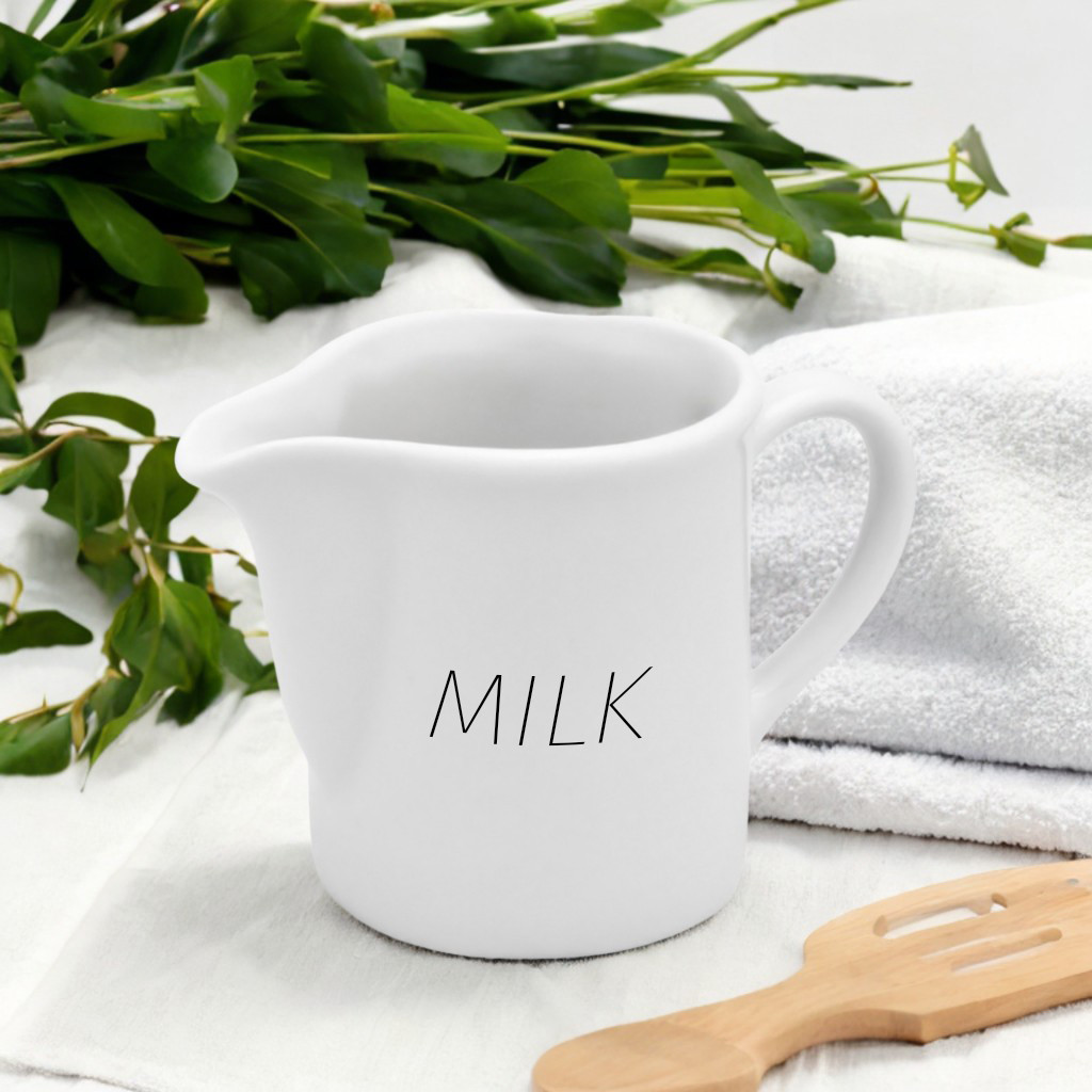 Leiteira Jarra de Porcelana Branca 350ml Decorado
